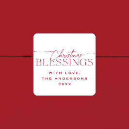 Christmas Blessings Elegant Holiday Gift Tag Favor Vierkante Sticker