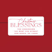 Christmas Blessings Elegant Holiday Return Address Etiket