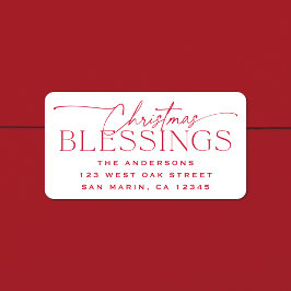 Christmas Blessings Elegant Holiday Return Address Etiket