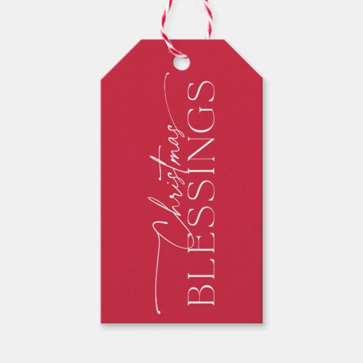 Christmas Blessings Elegant Typography Holiday  Cadeaulabel (Voorkant)
