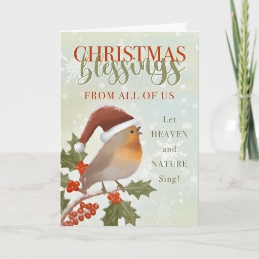 Christmas Blessings From All of Us Kaart (Voorkant)