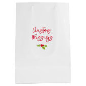 Christmas Blessings Holiday Joy Holly Merry  Medium Cadeauzakje (Achterkant)