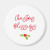 Christmas Blessings Holly Festive Holiday Faith Magneet (Voorkant)
