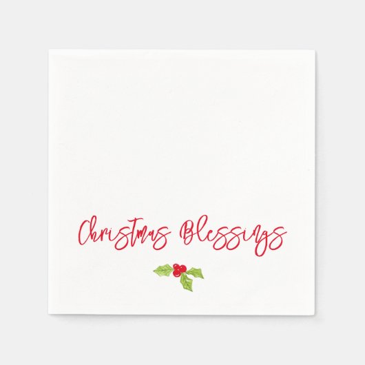 Christmas Blessings Holly Festive Holiday Faith Servet (Voorkant)