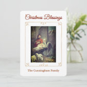 Christmas Blessings Nativity Scene Flat Card Feestdagenkaart (Staand voorkant)