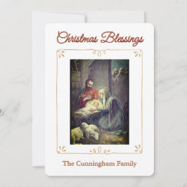 Christmas Blessings Nativity Scene Flat Card Feestdagenkaart