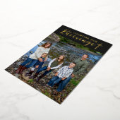 Christmas Blessings Photo Cross Script Faith Black Folie Feestdagenkaart (Gedraaid)