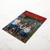 Christmas Blessings Photo Cross Script Faith Red Folie Feestdagenkaart (Gedraaid)