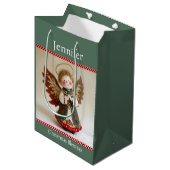 Christmas Blessings Sweet Angel Add Name Medium Cadeauzakje (Voorkant Gekanteld)