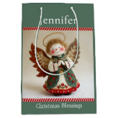 Christmas Blessings Sweet Angel Add Name Medium Cadeauzakje (Voorkant)