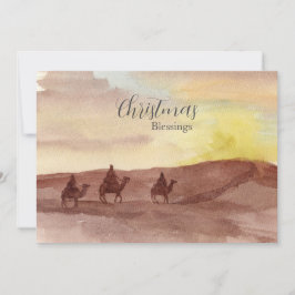 Christmas Blessings Three Wise Men Camels Desert Feestdagenkaart