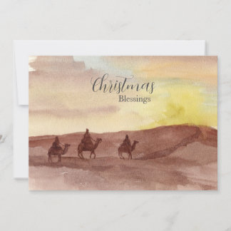 Christmas Blessings Three Wise Men Camels Desert Feestdagenkaart