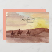 Christmas Blessings Three Wise Men Camels Desert Feestdagenkaart (Voorkant / Achterkant)
