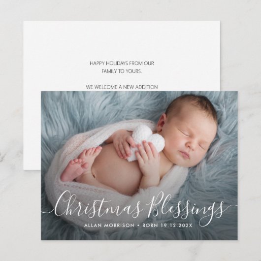 CHRISTMAS BLESSINGS-vakantieaankondiging Briefkaart (Voorkant / Achterkant)