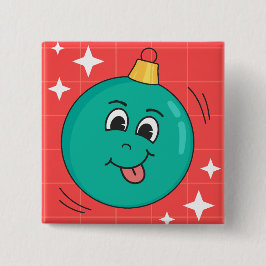 Christmas blobe gezicht glimlach vrolijke retro ca vierkante button 5,1 cm