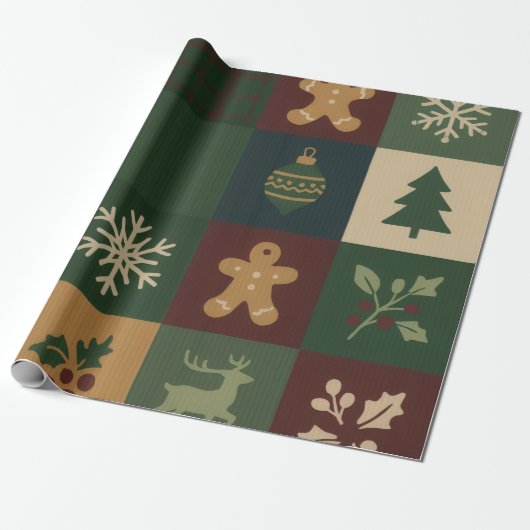 Christmas Block Christmas Wrap Cadeaupapier (Uitgerold)