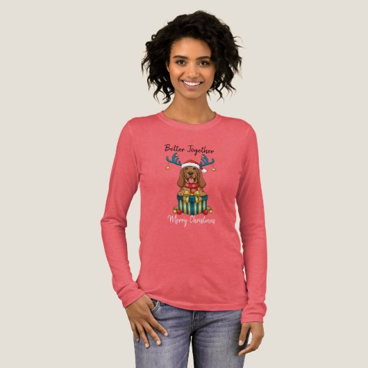 Christmas Bloodhound Reindeer Scarf Gift Graphic Tri-Blend Shirt (Voorkant)