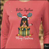 Christmas Bloodhound Reindeer Scarf Gift Graphic Tri-Blend Shirt