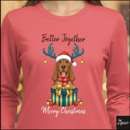 Christmas Bloodhound Reindeer Scarf Gift Graphic Tri-Blend Shirt