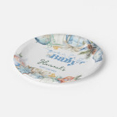 Christmas Blue Boy Santa Baby shower Papieren Bordje (Gekanteld)