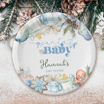 Christmas Blue Boy Santa Baby shower Papieren Bordje<br><div class="desc">Verras uw gasten dit feestelijke seizoen met onze schattige, blauw en groene waterverf Christmas Santa Baby shower Borden. Deze charmante stukken, stralend met schattige kerstaantrekkingskracht, bieden een unieke mix van praktische bruikbaarheid en grillig ontwerp om uw feestdecor te verheffen. Perfect voor feestelijke feesten, deze baby showers servetten voegen een vleugje...</div>