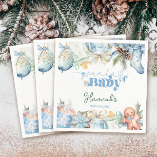 Christmas Blue Boy Santa Baby shower Servet