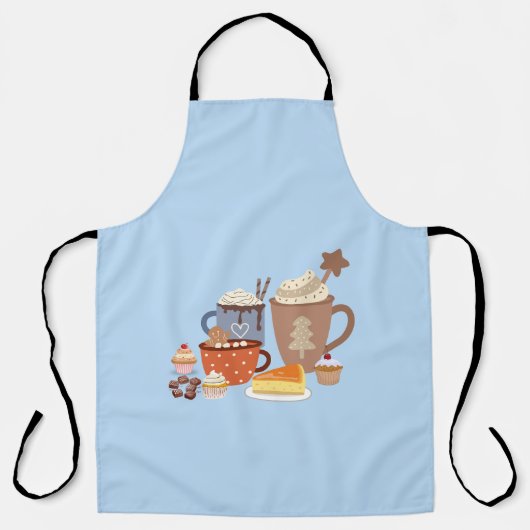 christmas blue coffe style  schort (Voorkant)