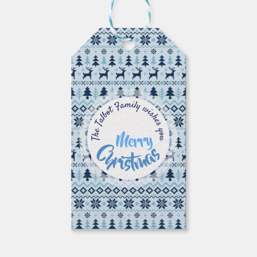 CHRISTMAS Blue Deer model gepersonaliseerd Gift La Cadeaulabel (Voorkant)