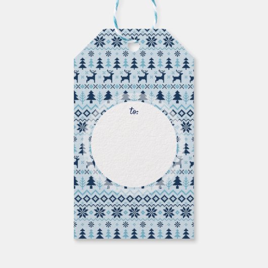 CHRISTMAS Blue Deer model gepersonaliseerd Gift La Cadeaulabel (Achterkant)