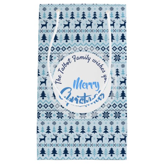 CHRISTMAS Blue Deer model gepersonaliseerd op S Gi Klein Cadeauzakje (Voorkant)