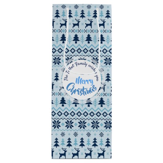 CHRISTMAS Blue Deer model op maat van wijn Gift Cadeautas (Voorkant)