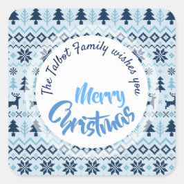 CHRISTMAS Blue Deer-patroon, aangepast aan S-Stick Vierkante Sticker