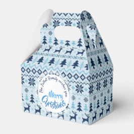 CHRISTMAS Blue Deer patroon gepersonaliseerd Favor Bedankdoosjes