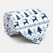 CHRISTMAS Blue Deer-patroon Kies kleuren-Stropdas Stropdas (Opgerold)