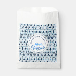CHRISTMAS Blue Deer-patroon op maat van Favor Bag Bedankzakje