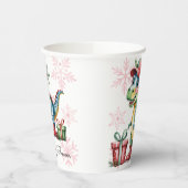 Christmas Blue Dino and Presents Boy Baby Shower Papieren Bekers (Links)