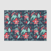 Christmas Blue Elegant Botanical Floral Holiday Tissuepapier (Voorkant)