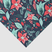 Christmas Blue Elegant Botanical Floral Holiday Tissuepapier (Detail)