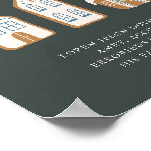 Christmas Blue Gingerbread House Custom Sign Poster (Hoek)