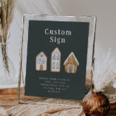 Christmas Blue Gingerbread House Custom Sign Poster