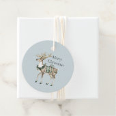 Christmas Blue Green Deer Bedankjes Labels (In situ)