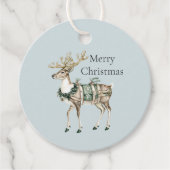 Christmas Blue Green Deer Bedankjes Labels (Voorkant)