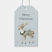 Christmas Blue Green Deer Cadeaulabel (Voorkant)
