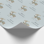 Christmas Blue Green Deer Cadeaupapier (Hoek)
