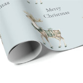 Christmas Blue Green Deer Cadeaupapier (Rol Hoek)