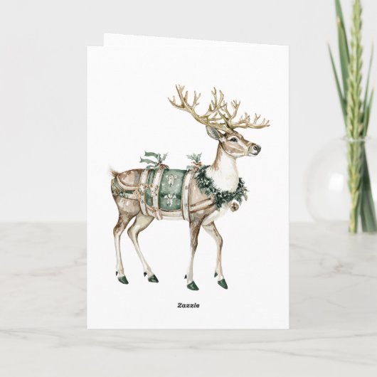 Christmas Blue Green Deer Kaart (Achterkant)