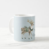 Christmas Blue Green Deer Koffiemok (Voorkant links)