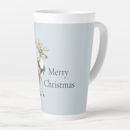 Christmas Blue Green Deer Latte Mok (Rechterhoek)