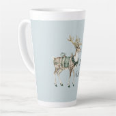 Christmas Blue Green Deer Latte Mok (Linkerhoek)