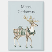 Christmas Blue Green Deer Magneet (Voorkant)